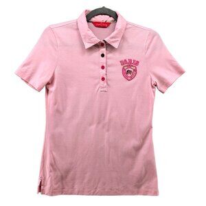 Elegance Sports Korean Brand Gold Polo Pink Short Sleeve Embroidered Womens XS